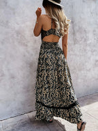 Leopard Print Sleeveless Maxi Dress with Lace Trim | Dresses Maxi Dress from PHUNKYN