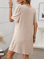 Textured Round Neck Short Sleeve Mini Dress | Dresses Mini Dress from PHUNKYN