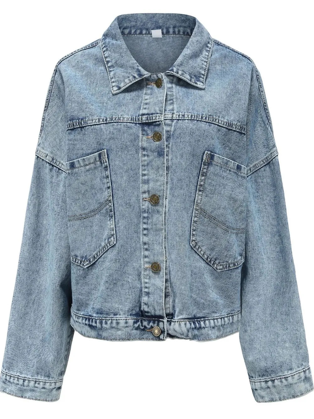 Button Down Drop Shoulder Denim Jacket | Jacket from PHUNKYN