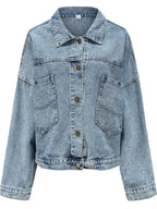 Button Down Drop Shoulder Denim Jacket | Jacket from PHUNKYN