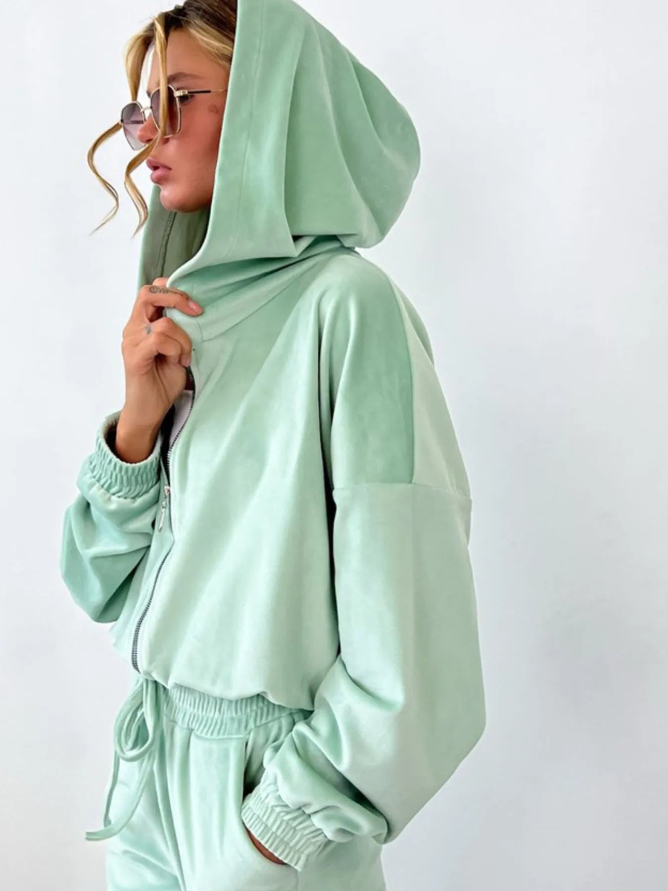 Zip Up Long Sleeve Top and Pants Set | Outfit Sets Top and Pants Set from PHUNKYN