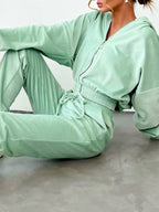 Zip Up Long Sleeve Top and Pants Set | Outfit Sets Top and Pants Set from PHUNKYN