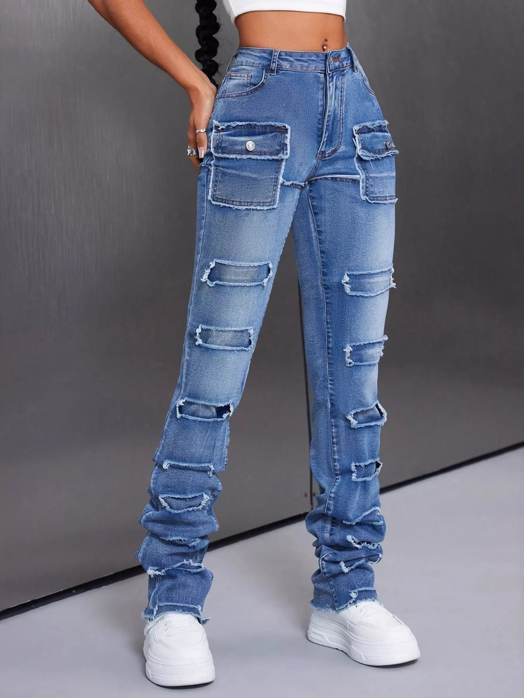 Women's Distressed Slim Fit Jeans | Jeans Slim Fit Jeams from PHUNKYN