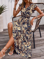 Printed Surplice Cap Sleeve Dress | Dresses Dress from PHUNKYN