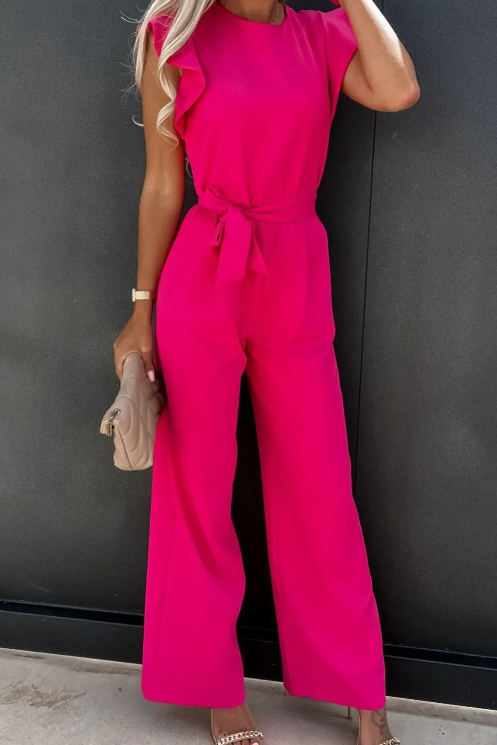 Round Neck Cap Sleeve Jumpsuit | One-Pieces Jumpsuit from PHUNKYN