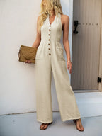 Smocked Halter Neck Jumpsuit | One-Pieces Jumpsuit from PHUNKYN
