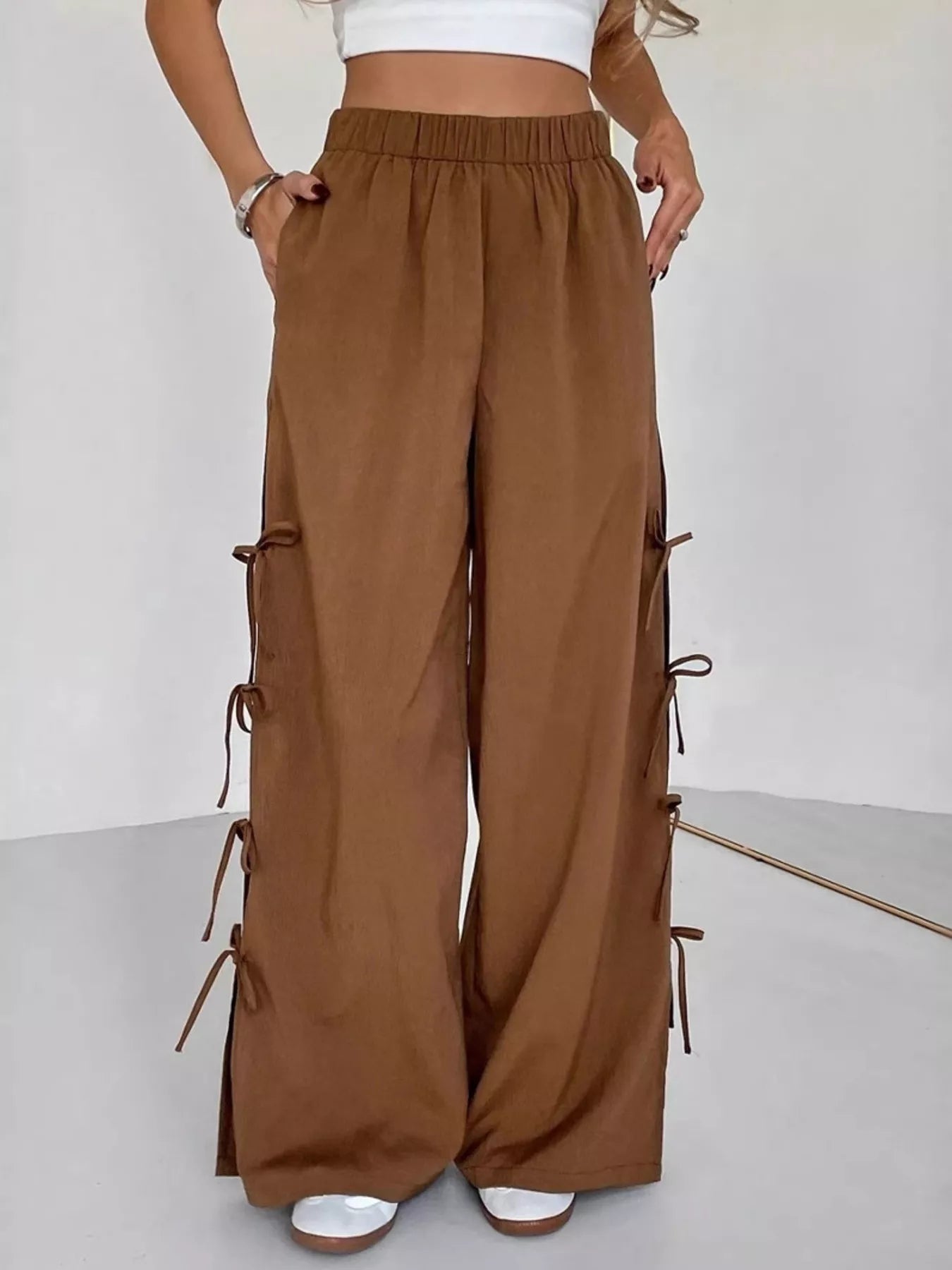 Side Tie Wide Leg Pants | Trousers Wide Leg Pants from PHUNKYN