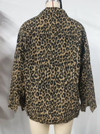 Leopard Button Up Long Sleeve Denim Jacket | Coats & Jackets Jacket from PHUNKYN