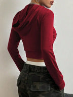 Letter Graphic Zip Up Long Sleeve Hoodie | Hoodies Hoodie from PHUNKYN