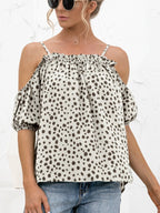 Puff Sleeve Polka Dot Ruffle Tank Top | Tank Tops Tank Top from PHUNKYN