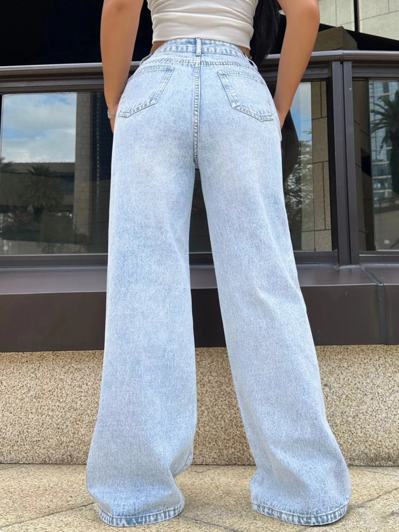 High-Waisted Wide Leg Jeans | Jeans Wide Leg Jeans from PHUNKYN