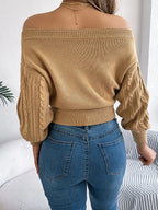 Cable Knit Off-Shoulder Long Sleeve Sweater | Sweaters Sweater from PHUNKYN