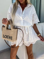 Eyelet Lace Button-Up Romper | One-Pieces Romper from PHUNKYN