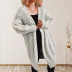 Cable-Knit Open Front Dropped Shoulder Cardigan | Cardigans Cardigan from PHUNKYN
