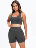 Scoop Neck Wide Strap Top and Shorts Active Set | Activewear Short and Top Set from PHUNKYN