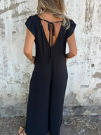 Full Size V-Neck Cap Sleeve Wide Leg Jumpsuit Plus Size | One-Pieces Jumpsuit from PHUNKYN
