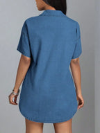 Button Down Collared Neck Denim Dress | Dresses Denim Dress from PHUNKYN