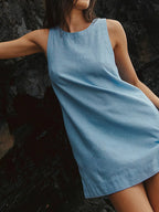 Backless Sleeveless Denim Mini Dress | Dresses Mini Dress from PHUNKYN