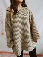 Boat Neck Long Sleeve Sweater with Belt | Sweaters Sweater from PHUNKYN