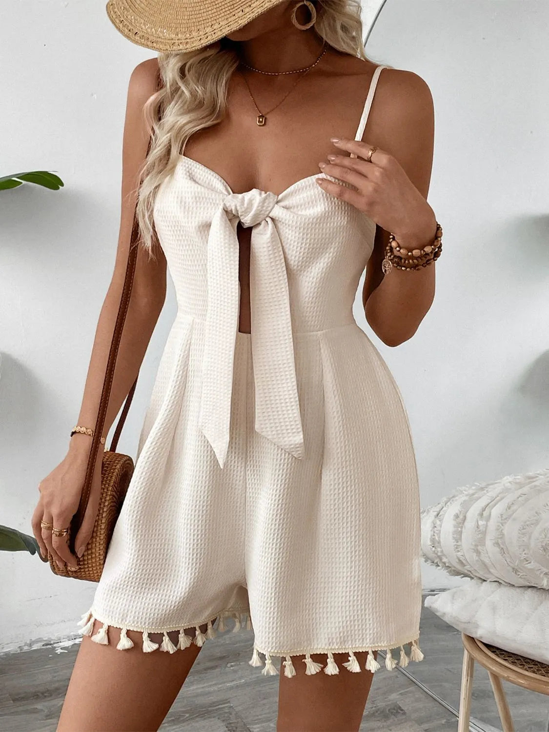 Sweetheart Neck Spaghetti Strap Romper | One-Pieces Romper from PHUNKYN