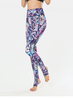 Printed Wide Waistband Active Leggings with Stirrups | Leggings Leggings from PHUNKYN