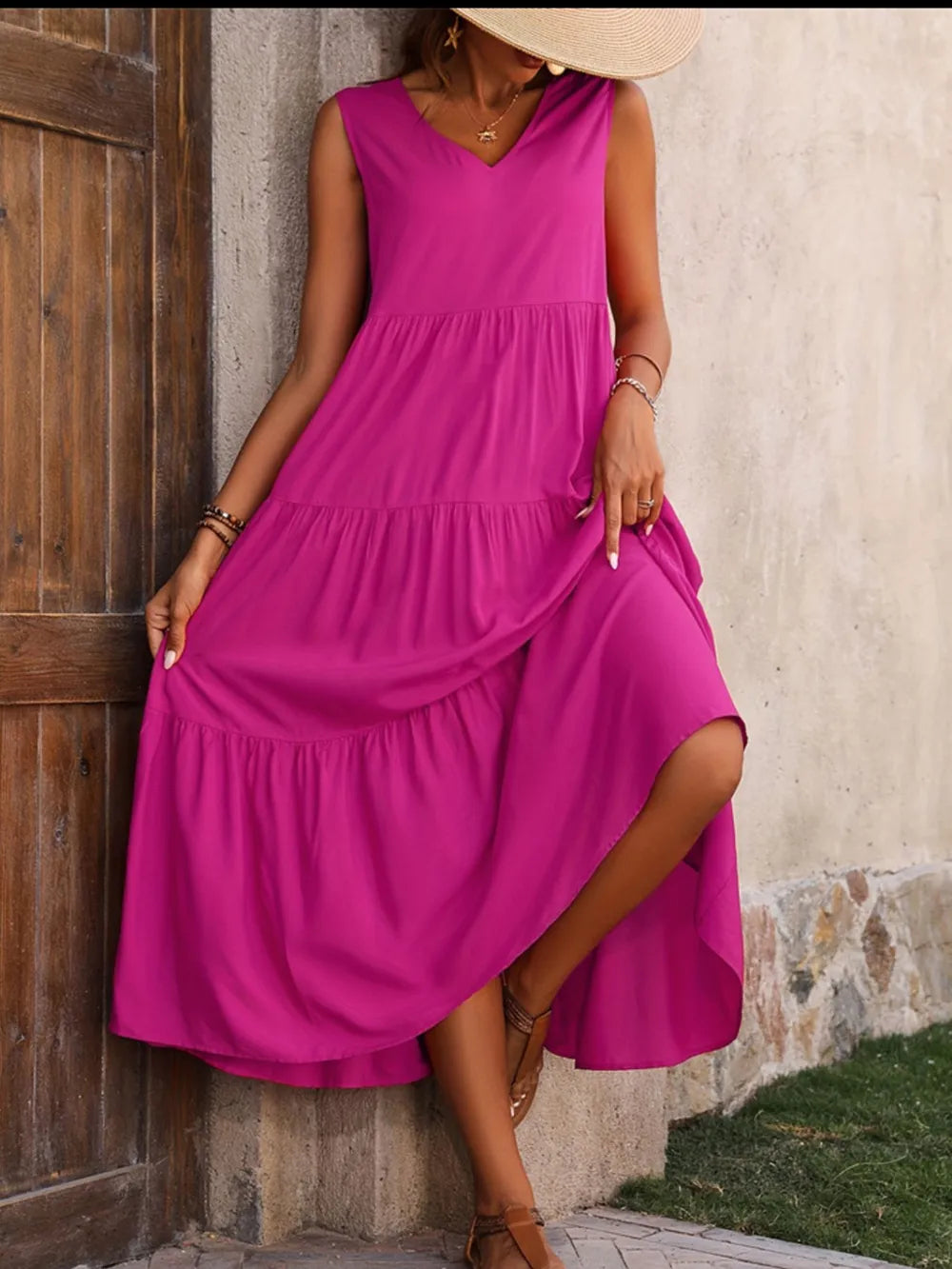 Tiered V-Neck Sleeveless Dress | Dresses Dress from PHUNKYN