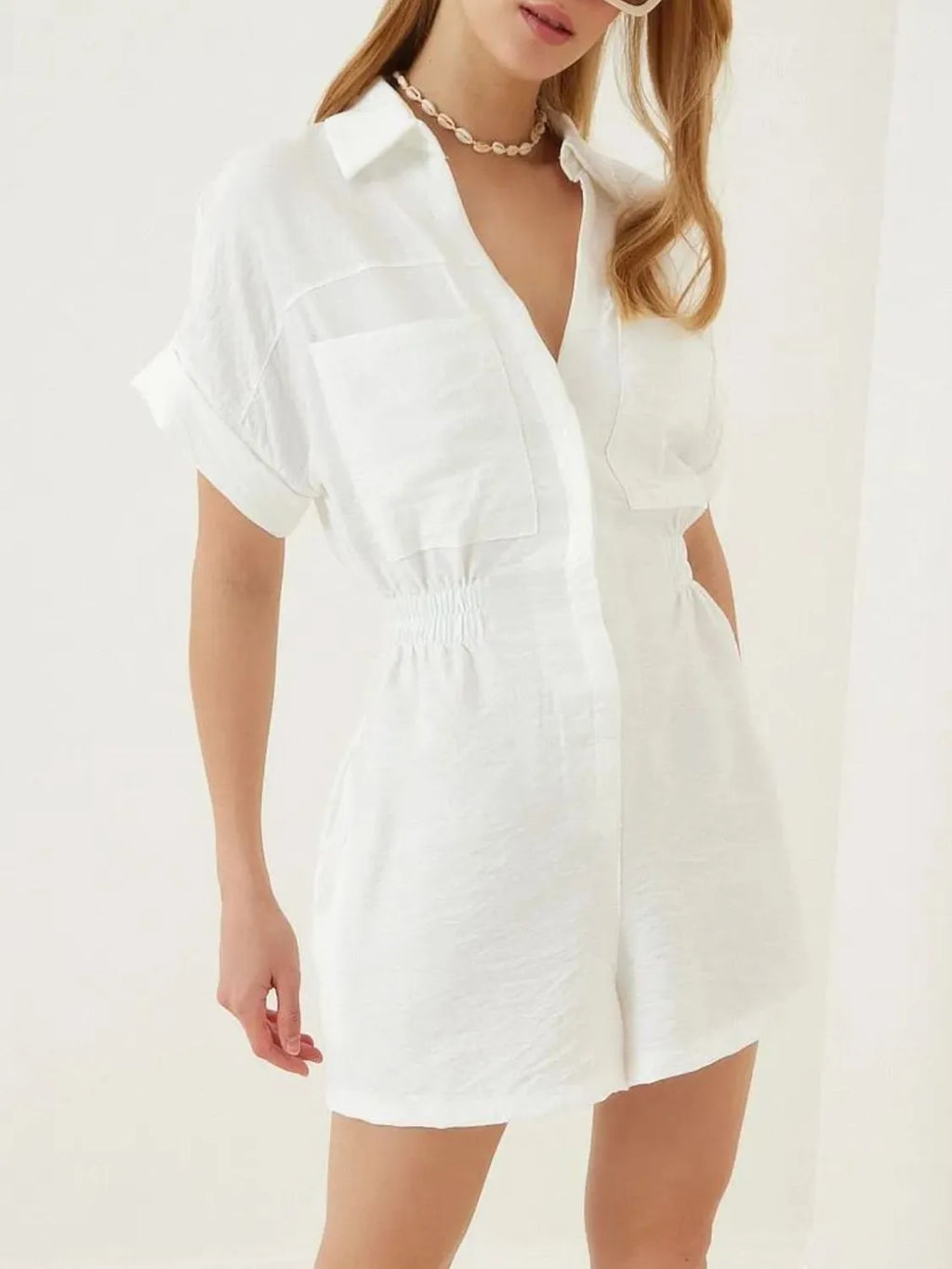 Collar Short Sleeve Romper | One-Pieces Romper from PHUNKYN