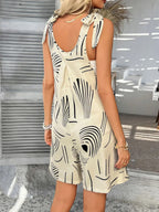 Printed Tie Shoulder Overalls with Pockets | One-Pieces Romper from PHUNKYN