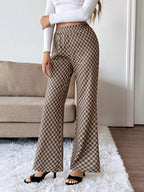 Plaid High-Waisted Wide Leg Pants | Trousers Wide Leg Pants from PHUNKYN