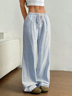 Drawstring Striped Wide Leg Pants | Trousers Wide Leg Pants from PHUNKYN