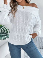 Cable-Knit One Shoulder Long Sleeve Sweater | Sweaters Sweater from PHUNKYN