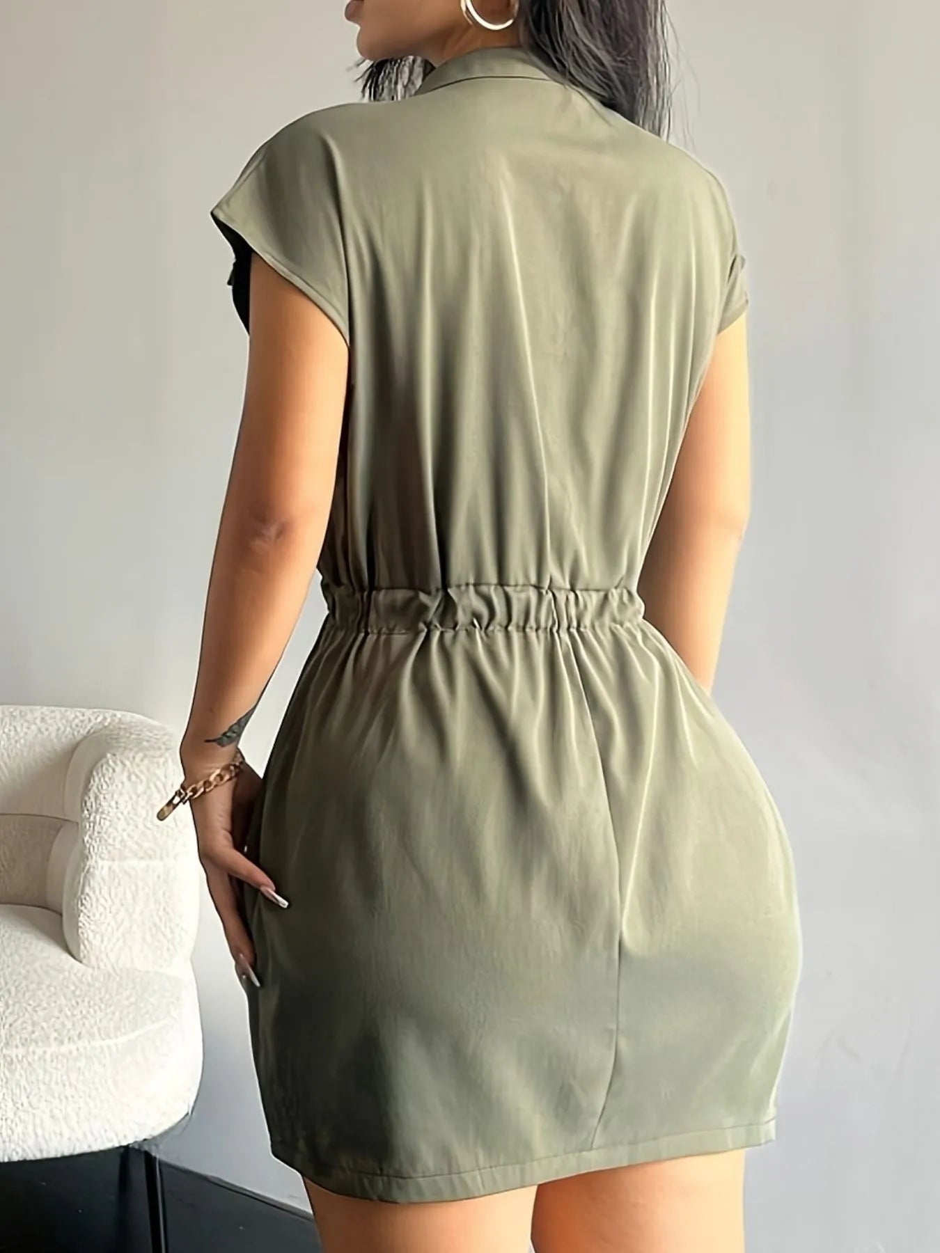 Zipper Front Short Sleeve Mini Dress | Dresses Mini Dress from PHUNKYN