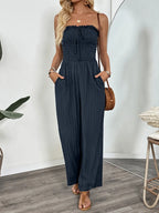 Smocked Tube Wide Leg Jumpsuit One-Pieces Jumpsuit PHUNKYN