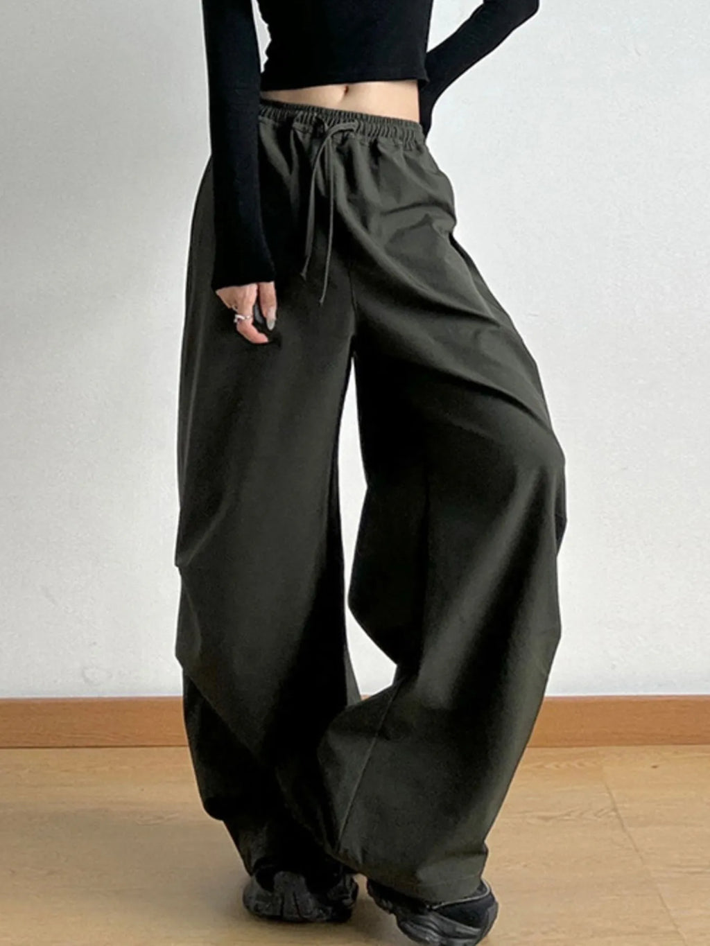 Wide Leg Pants with Drawstring Waist | Trousers Wide Leg Pants from PHUNKYN