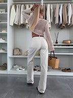 Openwork Round Neck Knit Cover Top | Sweaters Sweater from PHUNKYN