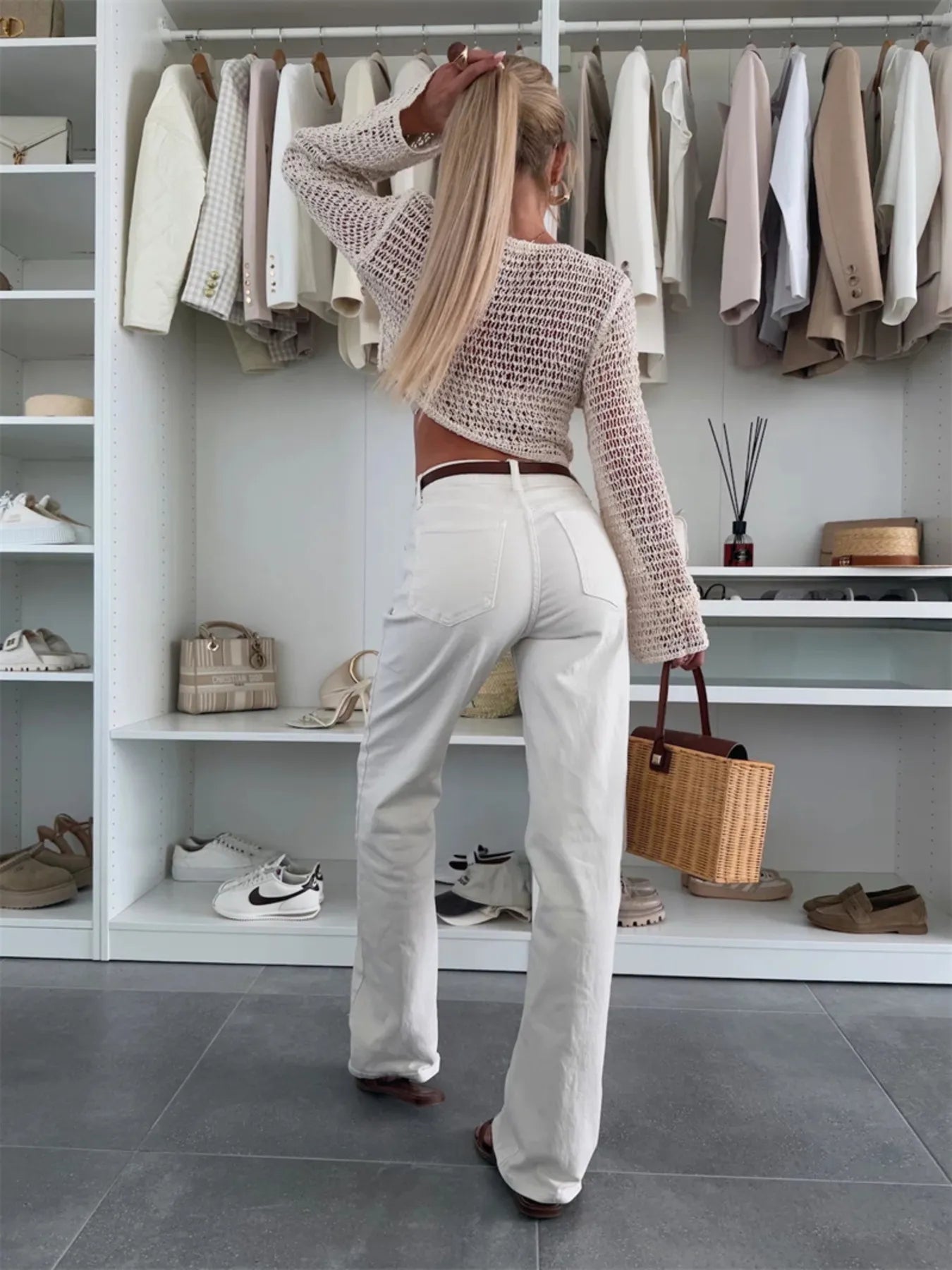 Openwork Round Neck Knit Cover Top | Sweaters Sweater from PHUNKYN