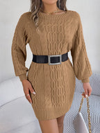 Cable-Knit Round Neck Sweater Dress | Dresses Sweater Dress from PHUNKYN