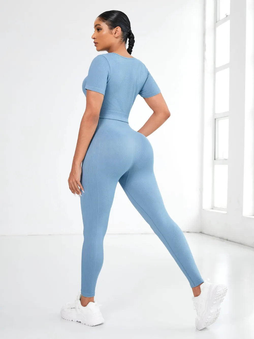 Round Neck Short Sleeve Top and Leggings Active Set | Activewear Top and Leggings from PHUNKYN
