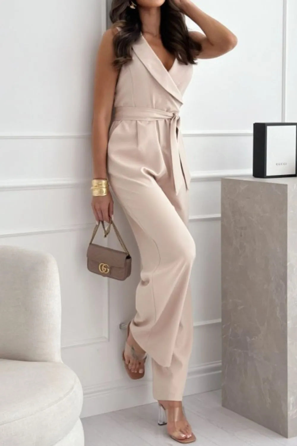 Surplice Sleeveless Wide Leg Jumpsuit | One-Pieces Jumpsuit from PHUNKYN