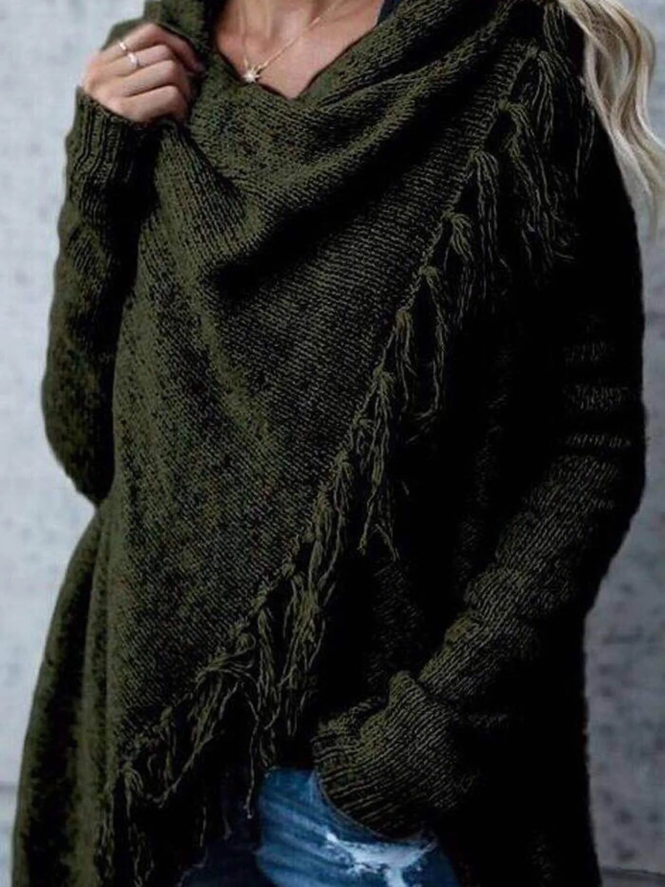 Fringe Long Sleeve Wrap Cardigan | Cardigans Cardigan from PHUNKYN