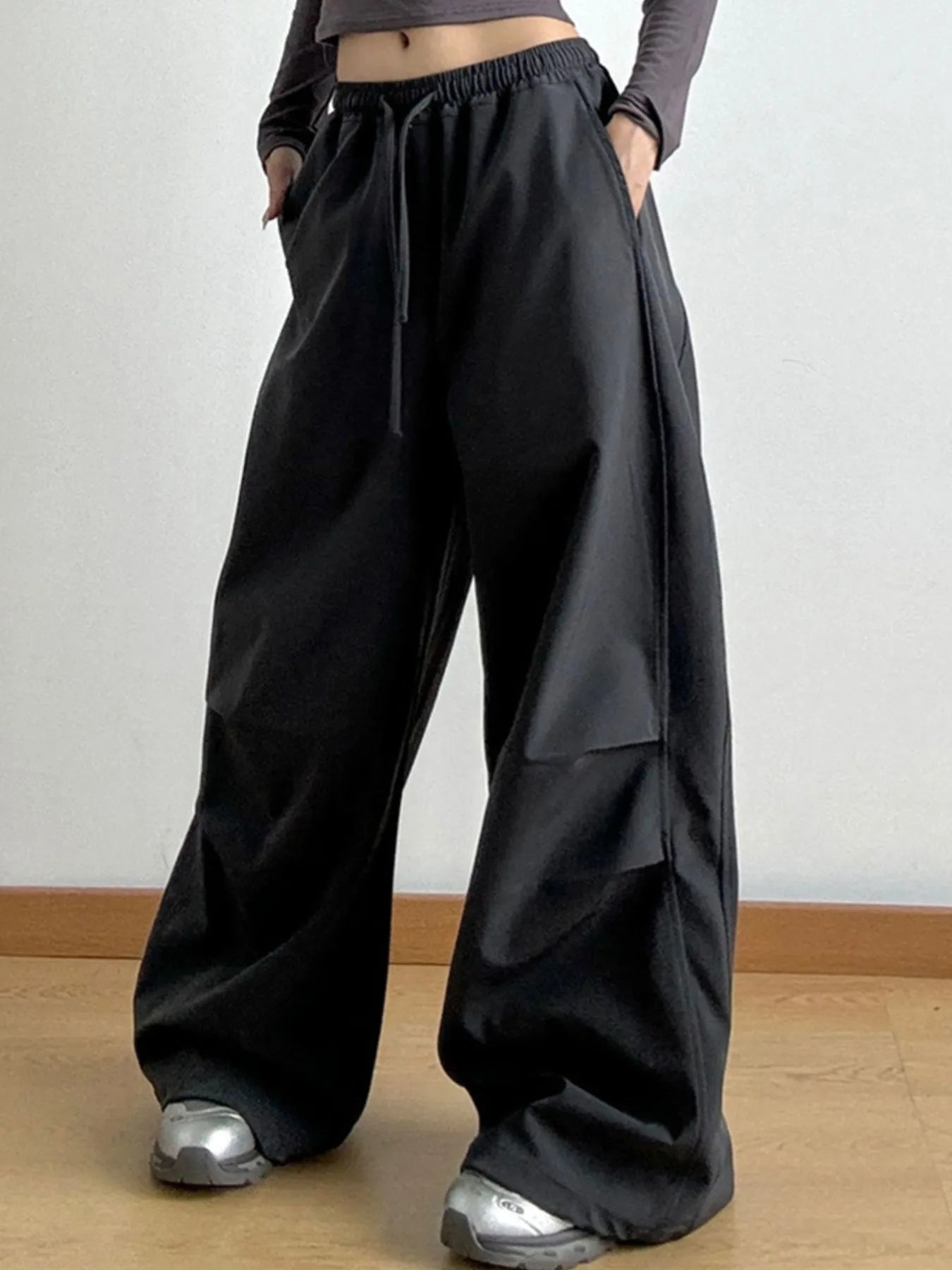 Wide Leg Pants with Drawstring Waist | Trousers Wide Leg Pants from PHUNKYN