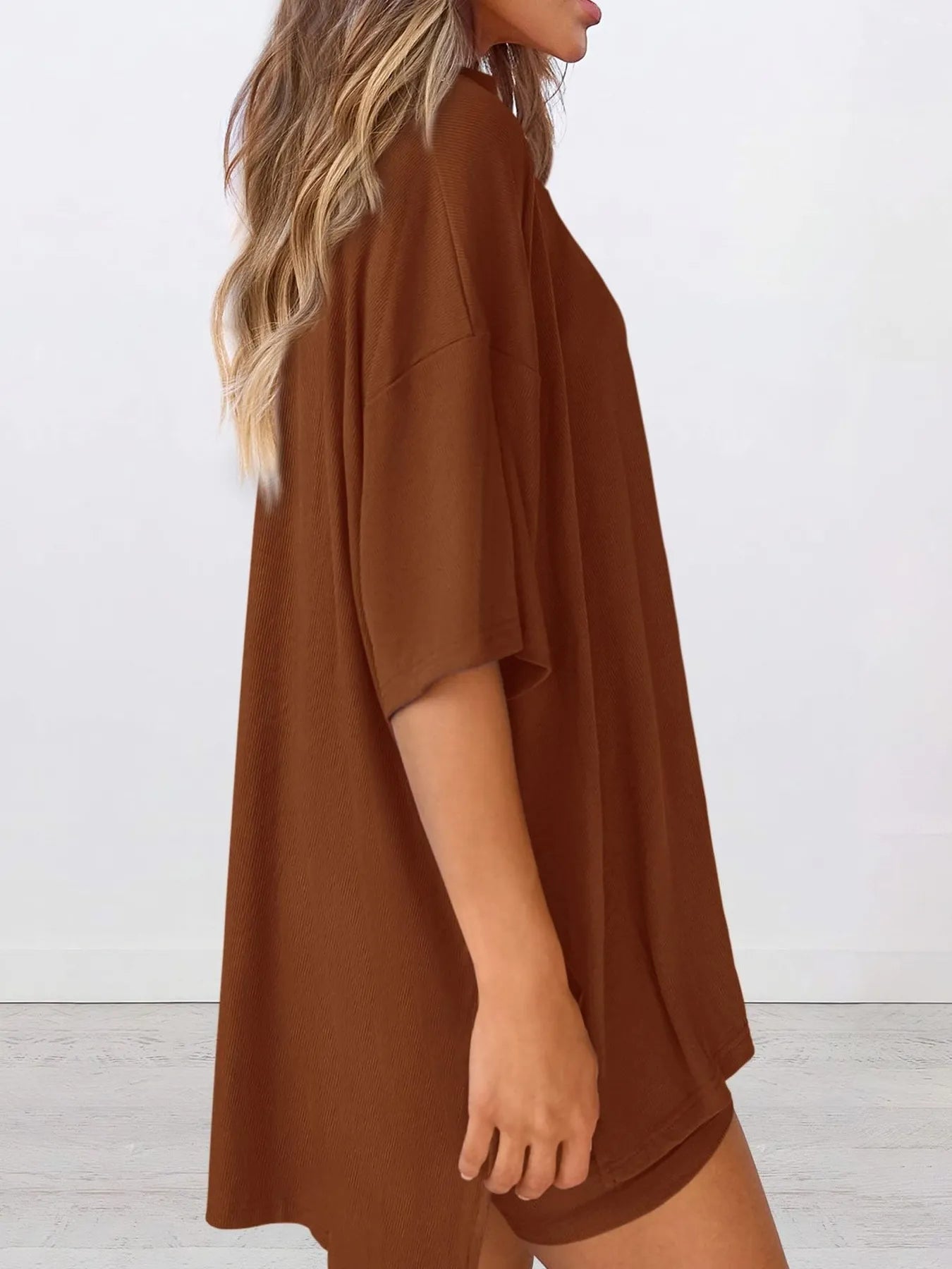 Oversized Round Neck Top and Shorts Set | Outfit Sets Women’s Top and Short Set from PHUNKYN