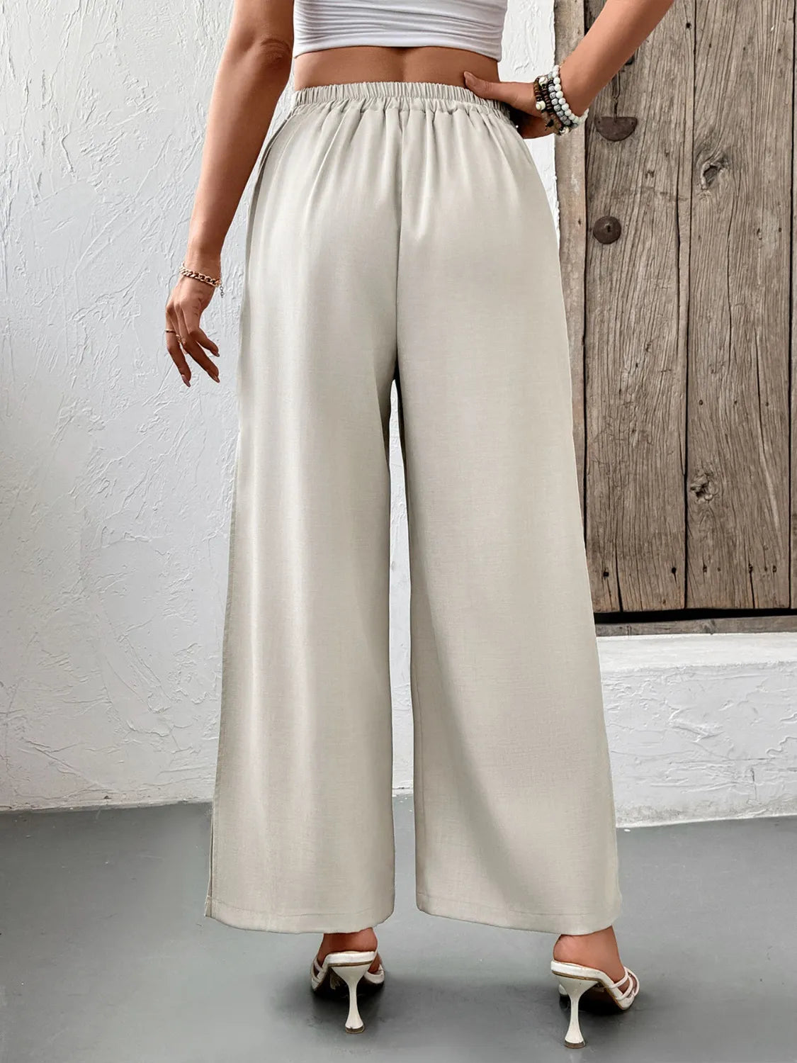 Slit Wide Leg Pleated Pants | Trousers Women's Trousers from PHUNKYN