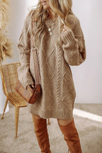 Cable-Knit Round Neck Sweater Dress | Dresses Sweater Dress from PHUNKYN