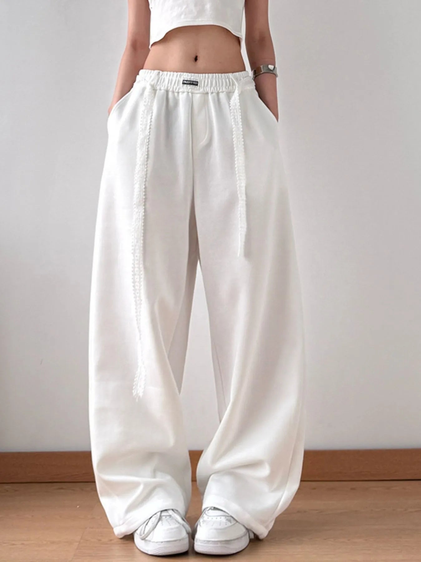 Elastic Waist Wide Leg Pants | Trousers Wide Leg Pants from PHUNKYN