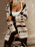 Bohemian Geometric Pattern Longline Cardigan | Cardigans Cardigan from PHUNKYN