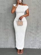 Textured Single Shoulder Maxi Dress | Dresses Maxi Dress from PHUNKYN