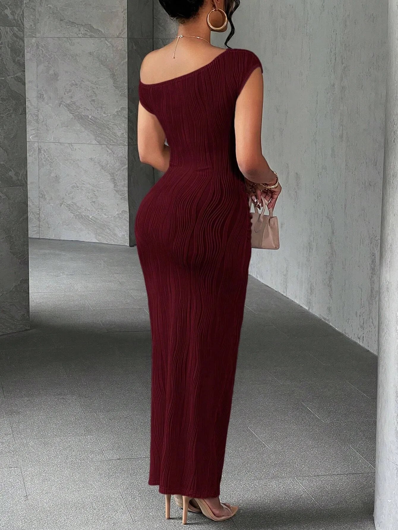 Asymmetrical One Shoulder Bodycon Maxi Dress | Dresses Maxi Dress from PHUNKYN