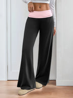 Contrast Waistband Wide Leg Pants | Trousers Trousers from PHUNKYN