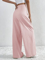 V-Waisted Ruched Front Wide Leg Pants | Trousers Wide Leg Pants from PHUNKYN